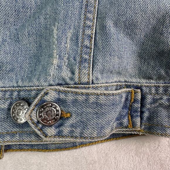 Brandy Melville Jean Vest Button-Up Collared Cotton Light Wash Denim Blue Size S - Picture 14 of 16